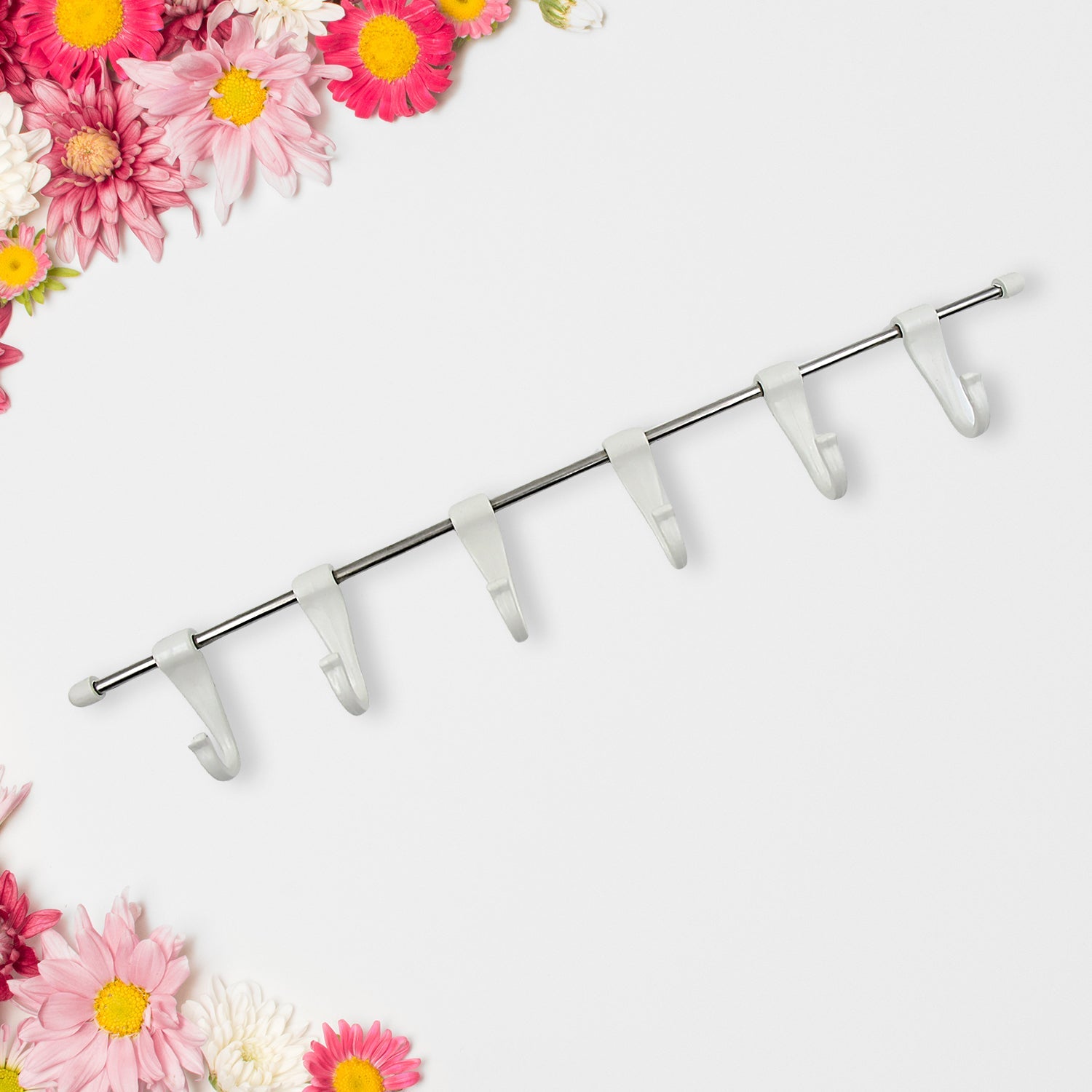 17968 Stainless Steel Utensil Hanger Rail Nail Free Wall Mount with 2 Magic Stickers & 6 Plastic Hooks For Kitchen 17968 Stainless Steel Utensil Hanger Rail Nail Free Wall Mount with 2 Magic Stickers & 6 Plastic Hooks For Kitchen